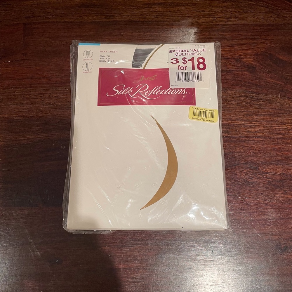 Hanes Silk Reflections CD Barely Black Panty Hose-3 pair!!!